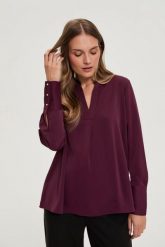 Elegancka koszula burgundowa. Czerwone koszule damskie MOODO, l, bez wzorów, z poliesteru, eleganckie, bez kołnierzyka, bez ramiączek. Za 119.99 zł.