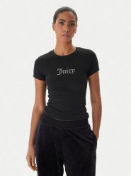 Juicy Couture T-Shirt Esme JCWCT225323 Czarny Slim Fit. Czarne t-shirty damskie Juicy Couture, xl, bez wzorów, bez kołnierzyka, bez ramiączek. Za 179.99 zł.