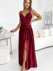Sukienka Model Juliet 512-6 Bordo - Numoco. Czerwone sukienki damskie Numoco, na co dzień, l, z aplikacjami, z elastanu, eleganckie, bez kołnierzyka, plus size, bez ramiączek, maxi, proste. Za 485.92 zł.