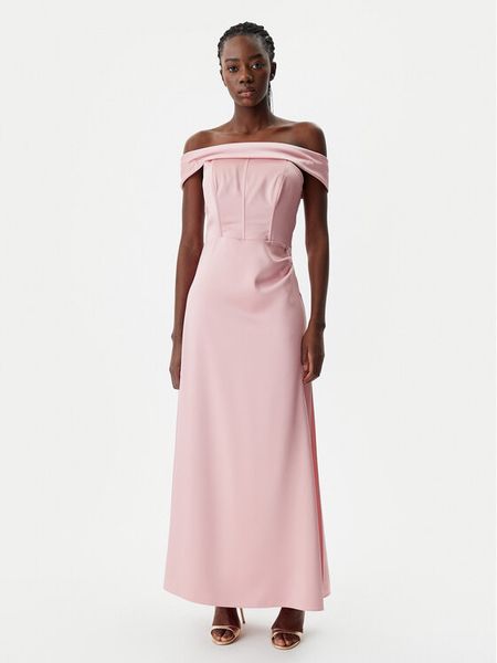 Rinascimento Sukienka wieczorowa CFC0122687003 Różowy Regular Fit. Czerwone sukienki damskie Rinascimento, xs, bez wzorów, z syntetyku, wizytowe, bez kołnierzyka, bez ramiączek. Za 399.99 zł.