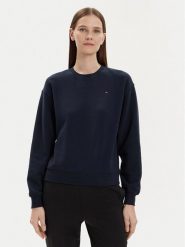Tommy Hilfiger Bluza Flag WW0WW41246 Granatowy Relaxed Fit. Niebieskie bluzy damskie Tommy Hilfiger, s, bez wzorów, z bawełny, bez ramiączek, bez kaptura. Za 239.99 zł.