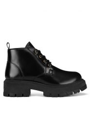 Badura Botki PILO-SL-04301 Czarny. Czarne botki damskie Badura, bez wzorów, z lakierowanej skóry, bez obcasa, na płaskiej podeszwie, bez zapięcia. Za 279.99 zł.