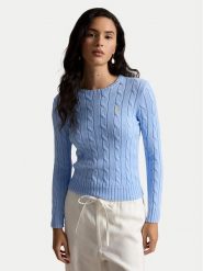 Polo Ralph Lauren Sweter 211971869512 Niebieski jasny Slim Fit. Niebieskie swetry nierozpinane damskie Polo Ralph Lauren, m, bez wzorów, z bawełny, bez kołnierzyka, bez ramiączek. Za 949.99 zł.