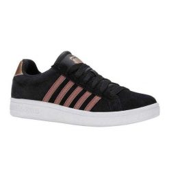 Trampki Damskie Skóra Court Tiebreak. Czarne trampki i tenisówki damskie K-SWISS, bez wzorów, z gumy, bez zapięcia. Za 169.00 zł.