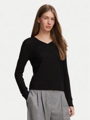 Calvin Klein Sweter LV044H300G Czarny Regular Fit. Czarne swetry nierozpinane damskie Calvin Klein, l, bez wzorów, bez kołnierzyka, bez ramiączek. Za 489.99 zł.