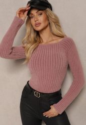 Jasnoróżowy Casualowy Sweter z Futerkiem Vertida. Czerwone swetry nierozpinane damskie Renee, s, z aplikacjami, z jeansu, biznesowe, bez kołnierzyka, bez ramiączek. Za 109.99 zł.