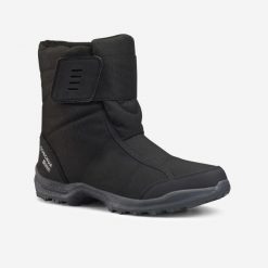 Buty turystyczne śniegowce męskie Quechua SH100 rzep. Czarne buty zimowe męskie QUECHUA, na zimę, bez wzorów, z gumy, bez obcasa, bez zapięcia. Za 169.99 zł.