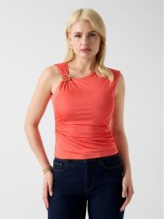 Marciano Guess Top 181915 Koralowy Classic Fit. Pomarańczowe topy damskie Marciano Guess, l, z aplikacjami, bez kołnierzyka, bez ramiączek. Za 519.99 zł.