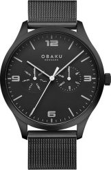 Zegarek OBAKU Zegarek męski Obaku Denmark V249GMBBMB czarny. Czarne zegarki męskie OBAKU, bez wzorów. Za 468.00 zł.