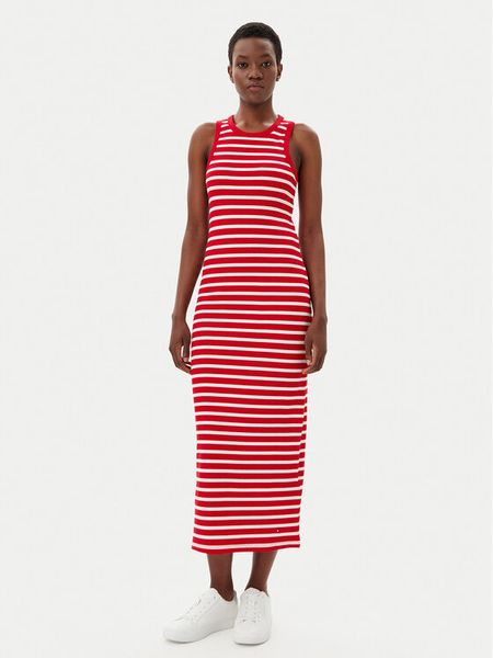 Tommy Hilfiger Sukienka letnia WW0WW38838 Czerwony Slim Fit. Czerwone sukienki damskie Tommy Hilfiger, na lato, l, bez wzorów, z wiskozy, bez kołnierzyka, bez ramiączek. Za 339.99 zł.