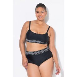Damskie Figi od bikini wysoki stan pas z haftem. Czarne bikini Ulla Popken, bez wzorów, z elastanu. Za 123.99 zł.