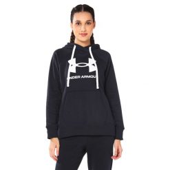 Bluza Z Kapturem Damska Logo Polar Rival. Czarne bluzy damskie Under Armour, l, bez wzorów, z polaru, bez ramiączek, z kapturem. Za 273.99 zł.