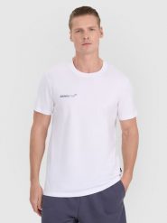 4F T-shirt regular z nadrukiem męski - biały L. Białe koszulki sportowe męskie 4F, l, bez wzorów, z bawełny, bez ramiączek. Za 69.99 zł.