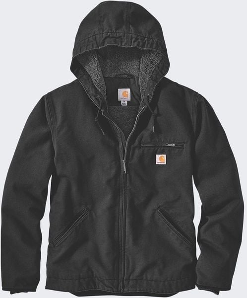 Kurtka Carhartt Washed Duck Sherpa Lined Black. Czarne kurtki męskie Carhartt, m, bez wzorów, bez kaptura. Za 662.91 zł.
