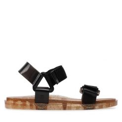 Sandały Melissa. Czarne sandały damskie Melissa, bez wzorów, bez obcasa, na płaskiej podeszwie, bez zapięcia. Za 319.99 zł.