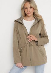 Ciemnozielona Kurtka Parka Dwustronna z Odpinanym Kapturem Amoetta. Zielone kurtki damskie Born2be, uniwersalny, bez wzorów, z jeansu. Za 149.99 zł.