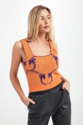 Top dzianinowy Laurie PINKO. Topy damskie Pinko, s, bez wzorów, z dzianiny, bez kołnierzyka, bez ramiączek. W wyprzedaży za 421.47 zł.