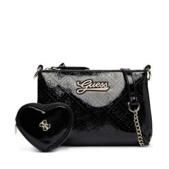 Torebka Guess. Czarne listonoszki damskie Guess, z aplikacjami, bez dodatków. Za 234.99 zł.