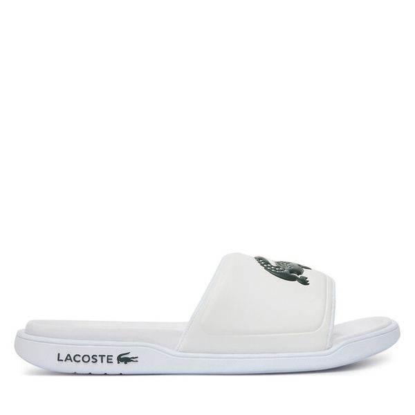 Klapki Lacoste. Białe klapki damskie Lacoste, bez wzorów, bez obcasa, bez zapięcia. Za 319.99 zł.