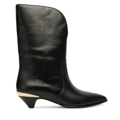 Botki LOVE MOSCHINO. Czarne botki damskie Love Moschino, bez wzorów, bez obcasa, na słupku, bez zapięcia. Za 939.99 zł.