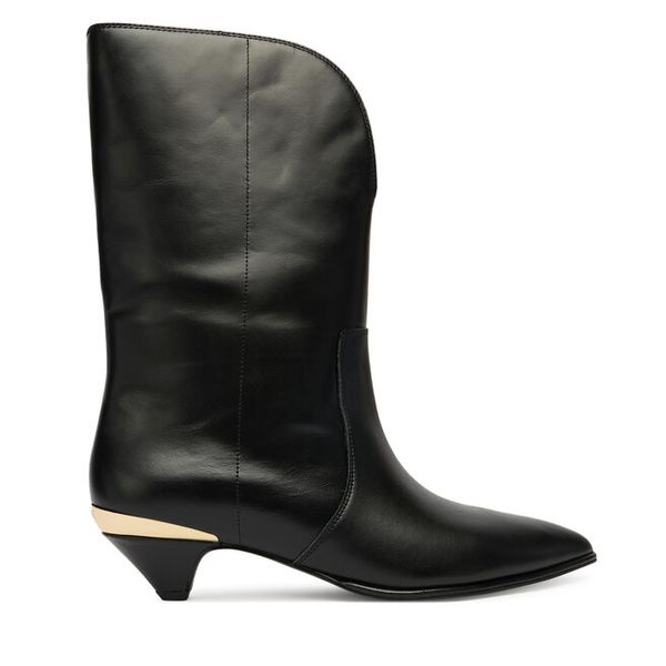 Botki LOVE MOSCHINO. Czarne botki damskie Love Moschino, bez wzorów, bez obcasa, na słupku, bez zapięcia. Za 939.99 zł.