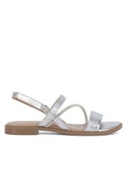 Lasocki Sandały EST-AFIONA-12 Srebrny. Szare sandały damskie Lasocki, bez wzorów, z materiału, bez obcasa, na płaskiej podeszwie, bez zapięcia. Za 129.99 zł.