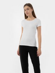 4F T-shirt regular gładki damski XL. Niebieskie t-shirty damskie 4F, xl, bez wzorów, z bawełny, bez kołnierzyka, bez ramiączek. Za 49.99 zł.