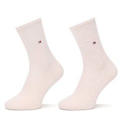 Skarpety długie Tommy Hilfiger. Czerwone skarpetki damskie Tommy Hilfiger, bez wzorów. Za 59.99 zł.