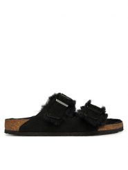 Birkenstock Klapki Arizona Shearling 752661 Czarny. Czarne klapki męskie Birkenstock, bez wzorów, ze skóry, bez zapięcia. Za 749.99 zł.