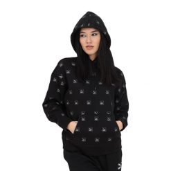 Damska Bluza Z Nadrukiem Love Na Całej Powierzchni. Czarne bluzy damskie Puma, l, bez wzorów, z bawełny, bez ramiączek, z kapturem. Za 186.90 zł.