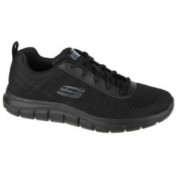 Buty do chodzenia męskie Skechers Trackmoulton. Czarne buty sportowe męskie Skechers, bez wzorów, bez zapięcia, trekkingowe. Za 249.99 zł.