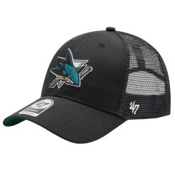 Czapka z daszkiem dla dorosłych 47 NHL San Jose Sharks Branson Cap. Czarne czapki damskie 47 Brand, bez wzorów, z bawełny, sportowe. Za 99.99 zł.
