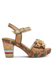 Laura Vita Sandały Nellao 31 Beżowy. Brązowe sandały damskie Laura Vita, bez wzorów, ze skóry, bez obcasa, na słupku, bez zapięcia. Za 439.99 zł.