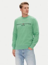 Tommy Hilfiger Bluza Logo MW0MW11596 Zielony Regular Fit. Zielone bluzy męskie Tommy Hilfiger, m, bez wzorów, z bawełny, bez ramiączek, bez kaptura. Za 339.99 zł.