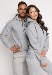 Jasnoszara Bluza Wykończona Polarem z Kapturem i Kieszenią Donesma. Szare bluzy męskie Born2be, m, bez wzorów, z polaru, bez ramiączek, z kapturem. Za 64.99 zł.
