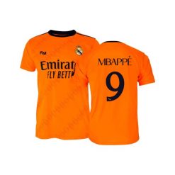 Koszulka kibica Real Madryt 2024-25 Premium Second Number - Mbappé - 9. Brązowe bluzki damskie REAL MADRID, m, bez wzorów, sportowe, bez kołnierzyka, bez ramiączek. W wyprzedaży za 262.94 zł.
