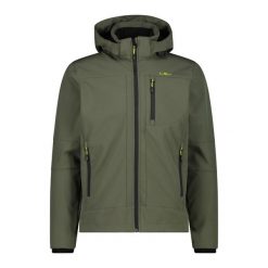 Kurtka męska turystyczna CMP 3A01787N. Zielone kurtki sportowe męskie CMP, l, bez wzorów, z softshellu, z kapturem, trekkingowe. W wyprzedaży za 274.50 zł.