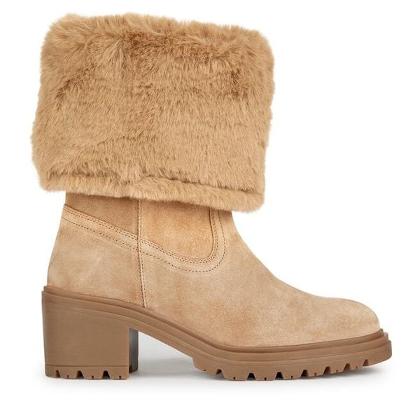 Botki Geox. Brązowe botki damskie Geox, bez wzorów, bez obcasa, na słupku, bez zapięcia. Za 679.99 zł.