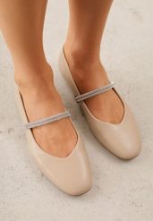 Beżowe Wsuwane Balerinki z Ozdobnym Paskiem z Cyrkoniami Rola. Brązowe balerinki damskie Born2be, z aplikacjami, eleganckie, bez obcasa, bez zapięcia. Za 49.99 zł.