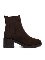 GINO ROSSI Botki C-25781LM-KELLY Brązowy. Brązowe botki damskie Gino Rossi, bez wzorów, ze skóry, bez obcasa, na słupku, bez zapięcia. Za 349.99 zł.
