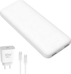Powerbank Platinet Powerbank 10000mAh + ładowarka sieciowa 230V USB-C 20W + kabel USB-C -> USB-C 1m PLATINET biały (45998). Białe powerbanki Platinet. Za 55.33 zł.