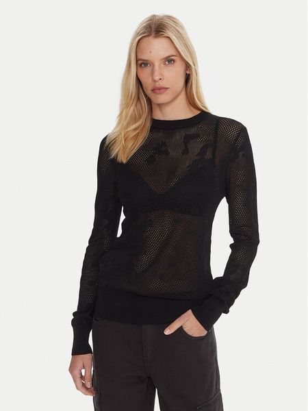 G-Star Raw Sweter Pointelle D27724-B754 Czarny Regular Fit. Czarne swetry nierozpinane damskie G-Star Raw, s, bez wzorów, z wiskozy, retro, bez kołnierzyka, bez ramiączek. Za 229.99 zł.