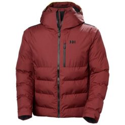Kurtka puchowa Helly Hansen Kvitfjell. Czerwone kurtki sportowe męskie Helly Hansen, l, bez wzorów, z dzianiny, bez kaptura, narciarskie, primaloft. Za 1,499.70 zł.