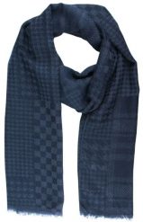 Lekki Szalik Wiosenno-Jesienny - Teer - Ciemnoniebieski w Kratę. Niebieskie szaliki męskie Teer, bez wzorów, z materiału. Za 45.00 zł.
