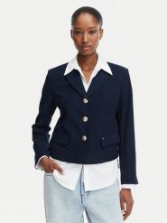 Tommy Jeans Marynarka DW0DW22910 Granatowy Regular Fit. Niebieskie marynarki i żakiety damskie Tommy Jeans, bez wzorów, z jeansu, bez kołnierzyka, bez ramiączek. Za 899.99 zł.