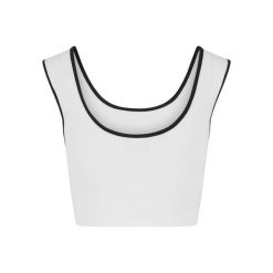 Krótkie topy damskie Urban Classics Contrast. Białe topy damskie Urban Classics, bez wzorów, eleganckie, bez kołnierzyka, bez ramiączek. Za 149.50 zł.