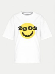 2005 T-Shirt Unisex Smiley Biały Regular Fit. Białe t-shirty damskie 2005, xl, bez wzorów, z bawełny, bez kołnierzyka, bez ramiączek. Za 139.99 zł.