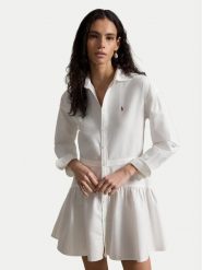 Polo Ralph Lauren Sukienka koszulowa 211B22755002 Biały Regular Fit. Białe sukienki damskie Polo Ralph Lauren, bez wzorów, z bawełny, bez kołnierzyka, bez ramiączek, koszulowe. Za 1,069.00 zł.