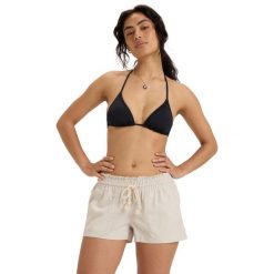 Dla Kobiety OCEANSIDE Szary. Szare szorty damskie Roxy, bez wzorów, ze lnu, z obniżonym stanem. Za 149.99 zł.