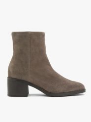 Szare botki na słupku ze skóry welurowej. Szare botki damskie Brawo sp. z o.o., bez wzorów, ze skóry, eleganckie, bez obcasa, na obcasie, bez zapięcia. Za 449.99 zł.
